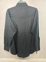 New Men’s ELY Cattleman Black Designed Long Sleeve Pearl Snap 17.5 X 35 XL R-49