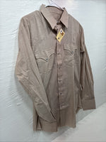 New Men’s H Bar C Brown Simple Long Sleeve Pearl Snap 15.5 Medium Q-28