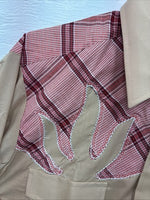 New Men’s Champion Western Brown Pink Plaid Long Sleeve Pearl Snap 16 Large X-36