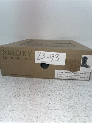New Youth Black Smoky Mountain Cowboy Boots. 1083 C 1 D. 23-93