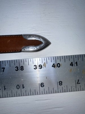 New Brown Genuine Leather Nocona Silver Pendent 32” Belt #N2427002 JJ-30