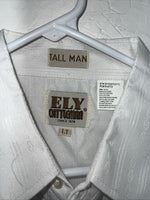 New Men’s White ELY Cattleman Long Sleeve Pearl Snap Shirt. Tall Large P-58