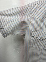New Men’s H Bar C White Stripe Short Sleeve Pearl Snap 16 Large V-26