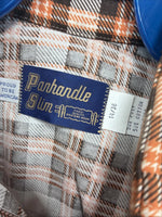 New Men’s Panhandle Slim Orange Brown Plaid Long Sleeve Pearl Snap Small J-65