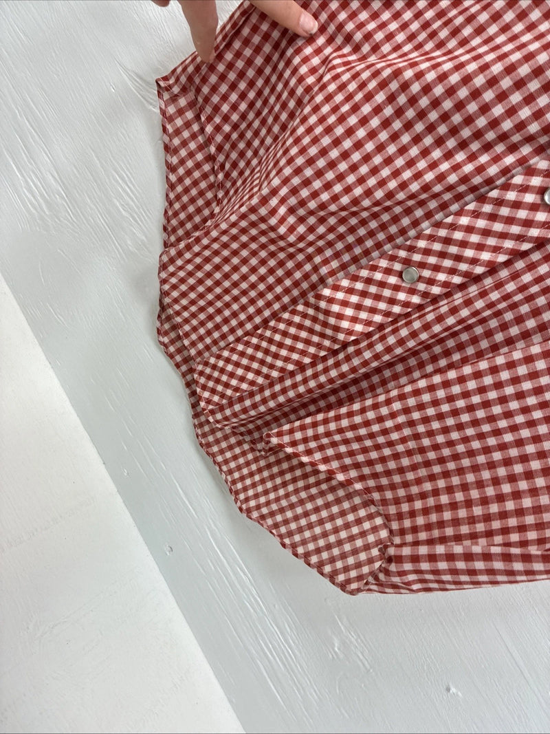 New Men’s Western Shirts Red Checkered Short Sleeve Pearl Snap  Small J-71