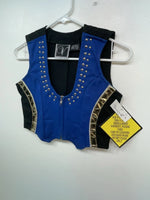 New Women’s Blue Bling Valencia Sleeveless Zip Up Shirt L #05223 3B-59