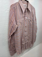 New Men’s Tem Tex Pink Stripe Long Sleeve Pearl Snap 16.5 X 35 Large R-32