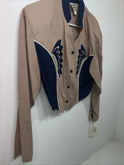 New Women’s 1849 Authentic Ranchwear Blue Tan Western Show Shirt XL #2720 UU-27