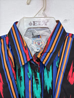 New Women’s Country Charmer Multicolor Design Long Sleeev Pearl Snap Large MM-73