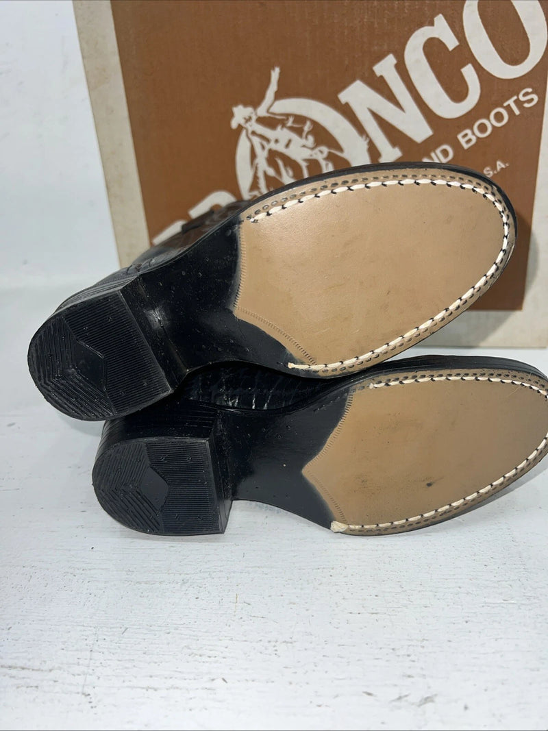 New Children’s Black Bronco Cowboy Boots. C1942 11.5 11 1/2 D. 24-115
