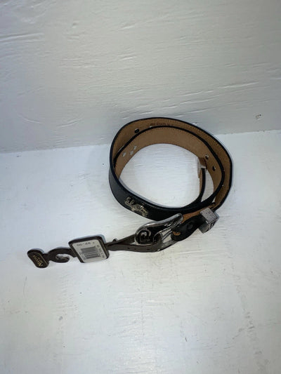 New Black Genuine Leather Nocona Silver Pendent 32” Belt #K411 Z-149