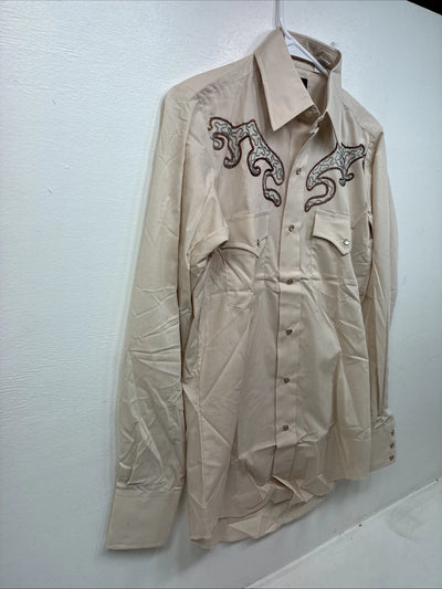 New Women’s Champion Western Tan Design Long Sleeve Pearl Snap 14.5 MM-44