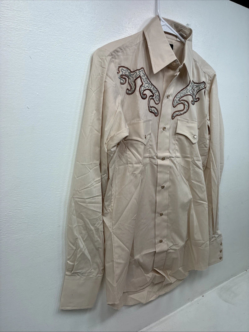 New Women’s Champion Western Tan Design Long Sleeve Pearl Snap 14.5 MM-44