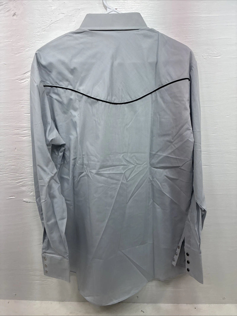 New Men’s ELY Diamond Gray Eagle Design Long Sleeve Pearl Snap Large CC-64