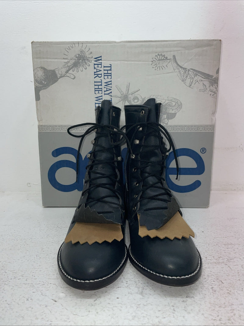 New Men’s Navy Lace Up Acme Cowboy Boots. C 4016 8 M. 4-115