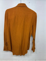 New Women’s Longhorn Orange Long Sleeve Button Up Size Small YY-49