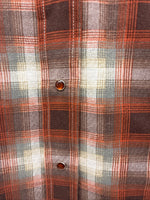 New Men’s Panhandle Slim Orange Plaid Long Sleeve Pearl Snap Small J-64