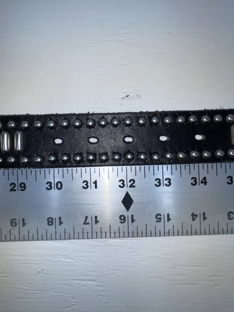 New Black Genuine Leather Nocona Silver Stud 32” Belt #N1311999 Z-133