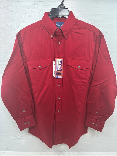New Men’s Wrangler Red Western Long Sleeve Button Up 16.5 X 34 Large V-61
