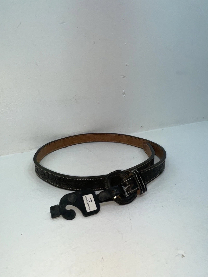 New Black Genuine Leather Western Express Tooled 28” Belt Z-47