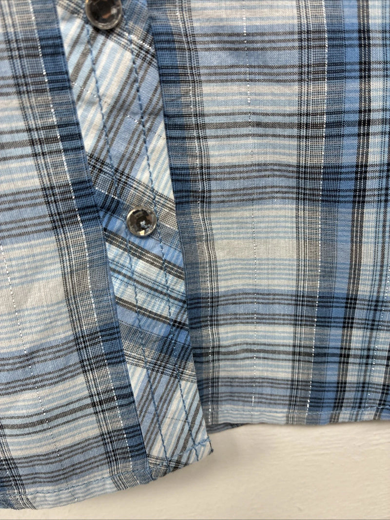 New Girls Cumberland Blue Plaid Long Sleeve Pearl Snap Size 1 YY-1