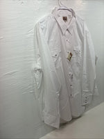 New Men’s ELY Cattleman White Long Sleeve Pearl Snap 18.5 X 36 2XL X-75