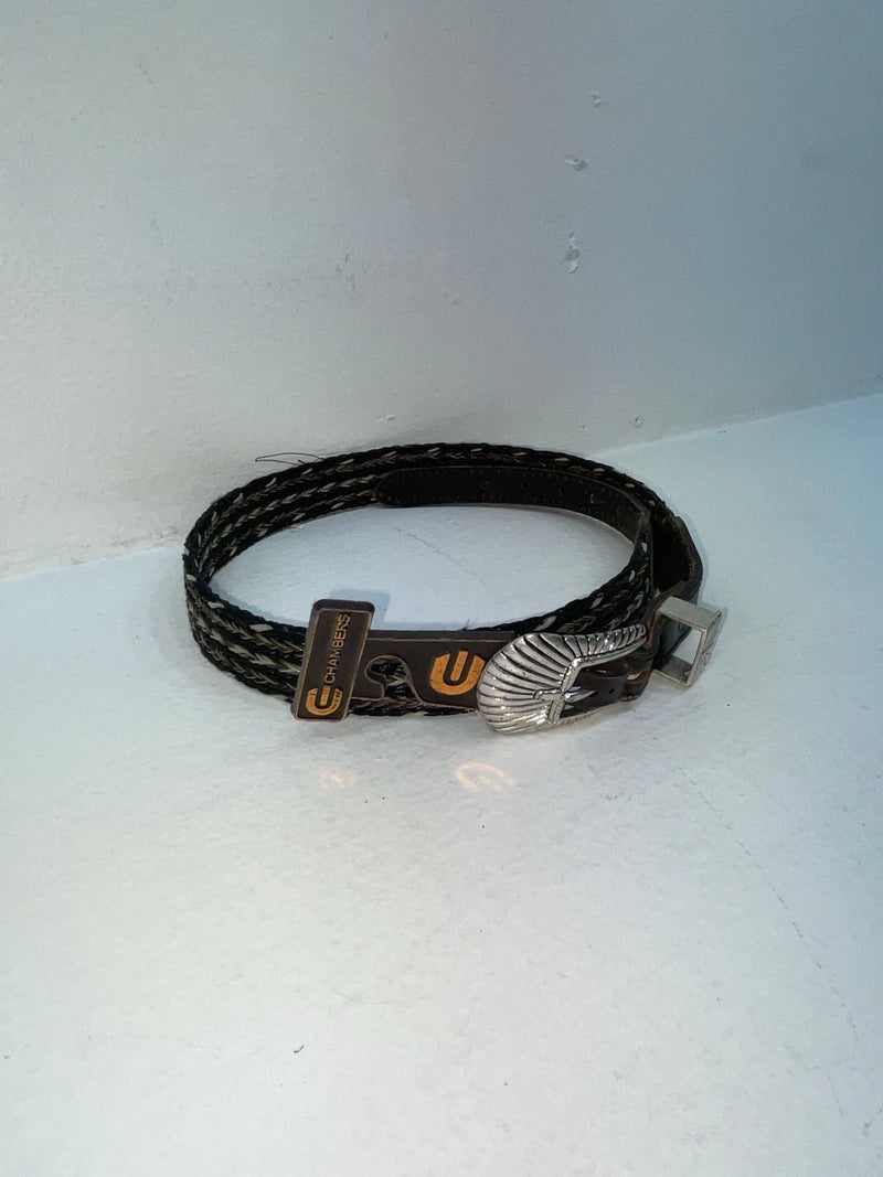 New Black Genuine Leather Chambers Braided 30” Belt #W7517 Z-44