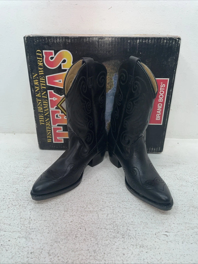 New Kids Black Texas Brand Cowboy Boots. C 2000 13.5 13 1/2 D. 23-78