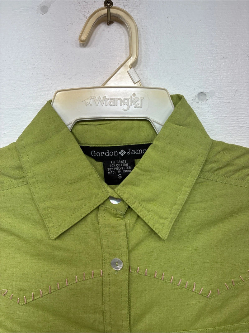 New Women’s Gordon James Green Short Sleeve Button Up Small LL-19