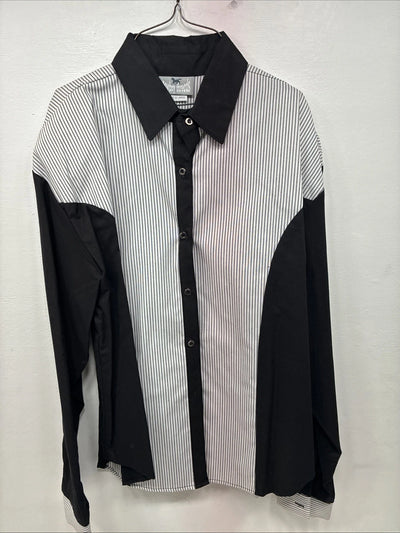 Me Women’s Cowboy Threads Black White Long Sleeve Button Up XL LL-38
