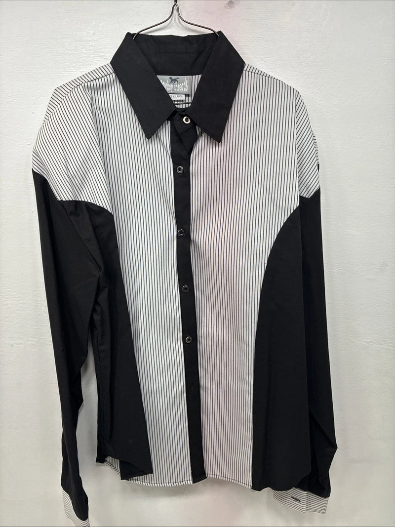 Me Women’s Cowboy Threads Black White Long Sleeve Button Up XL LL-38