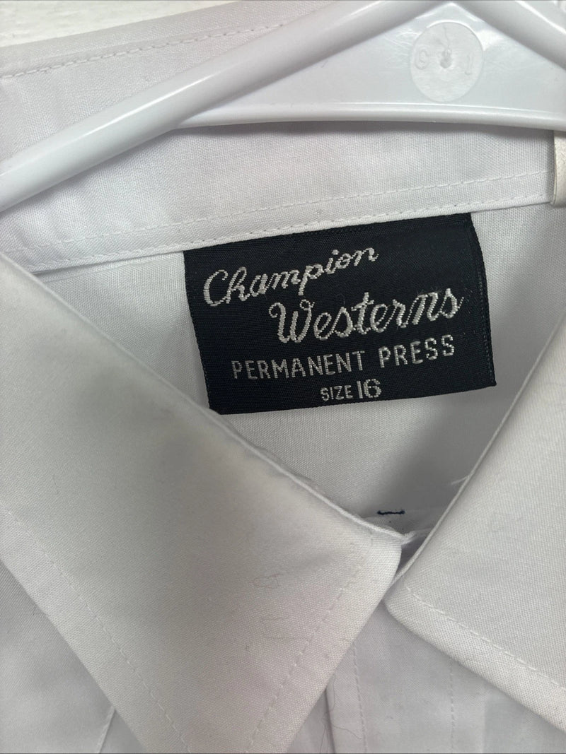 New Kids Champion Western White Long Sleeve Pearl Snap Size 16 CC-117