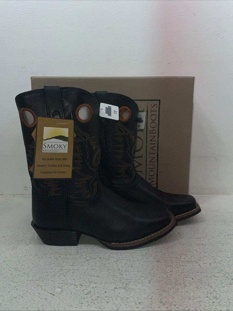 New Youth Black Smoky Mountain Cowboy Boots. 3242 Y 3.5 3 1/2. 22-65