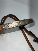New Leather Browband Headstall W Metal Plate U-31