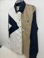 New Men’s Cowboy Threads Tan Blue White Long Sleeve Button Up Large AA-31