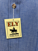 New Men’s ELY Cattleman Blue Long Sleeve Button Up 20.5 X 36 4XL E-66