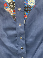 New Women’s Lady DJ Blue Deisgned Long Sleeve Pearl Snap Size 34 TT-142