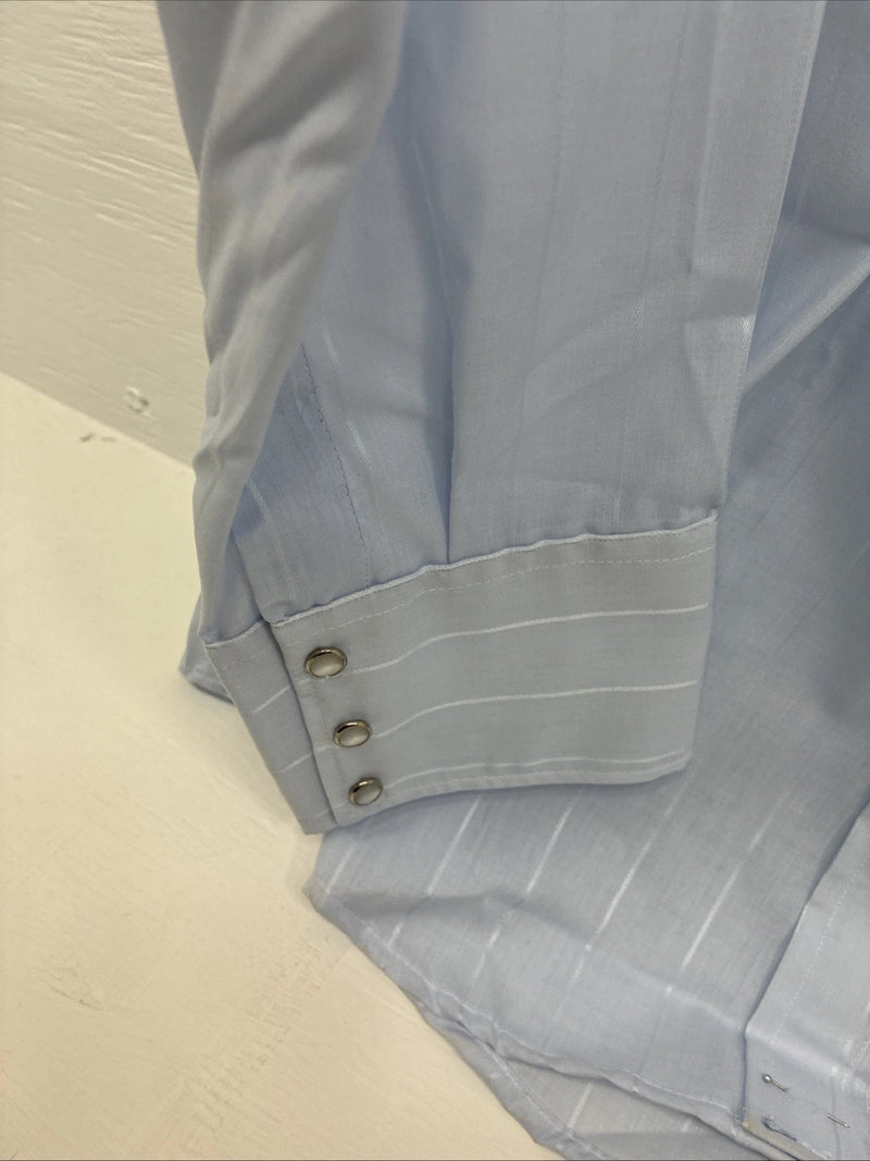 New Men’s Mesquite Light Blue Long Sleeve Pearl Snap 18 X 37 2XL E-54