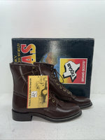 New Men’s Brown Lace Up Texas Brand Cowboy Boots. 8721 9.5 9 1/2 D. 5-44