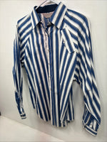 New Women’s H Bar C Blue Stripe Long Sleeve Pearl Snap Size 36 LL-57