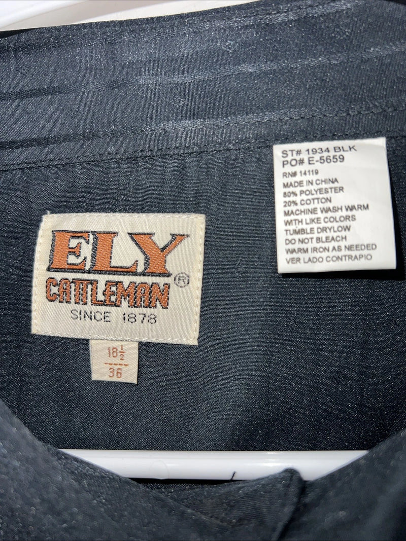 New Men’s Black ELY cattleman Pearl Snap Long Sleeve Shirt. 18.5x36 2XL G-74