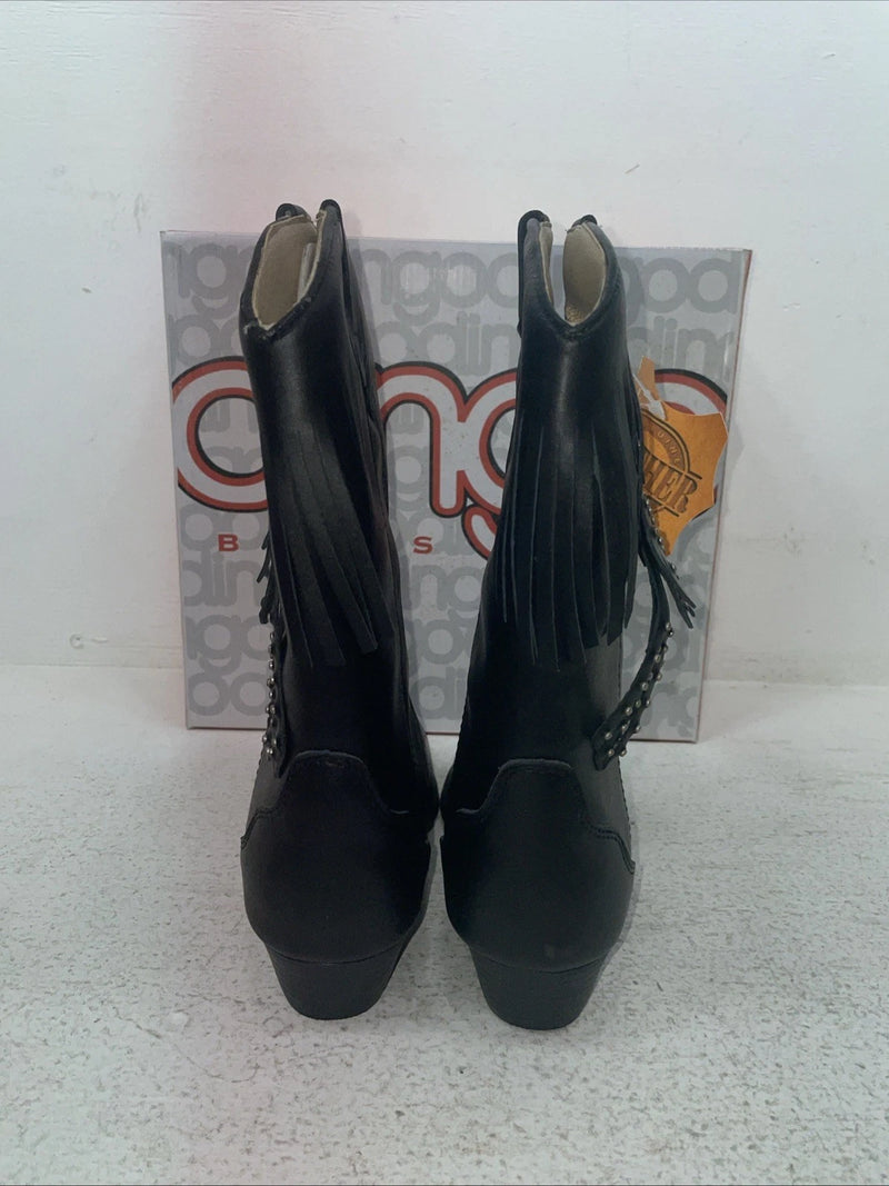 New Youth Black With Fringe Dingo Cowboy Boots. C 3220 6 D. 2-137