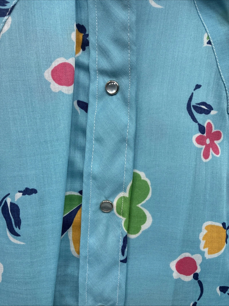 New Women’s Dickson Jenkins Blue Floral Long Sleeve Pearl Snap Size 36 KK-119