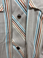 New Men’s Tem Tex Multicolor Stripe Long Sleeve Pearl Snap 16 Large Q-79