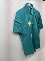 New Men’s ELY Cattleman Teal Short Sleeve Pearl Snap 16 Large X-63
