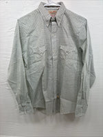 New Men’s Tem Tex White Strip Long Sleeve Button Up Small J-70