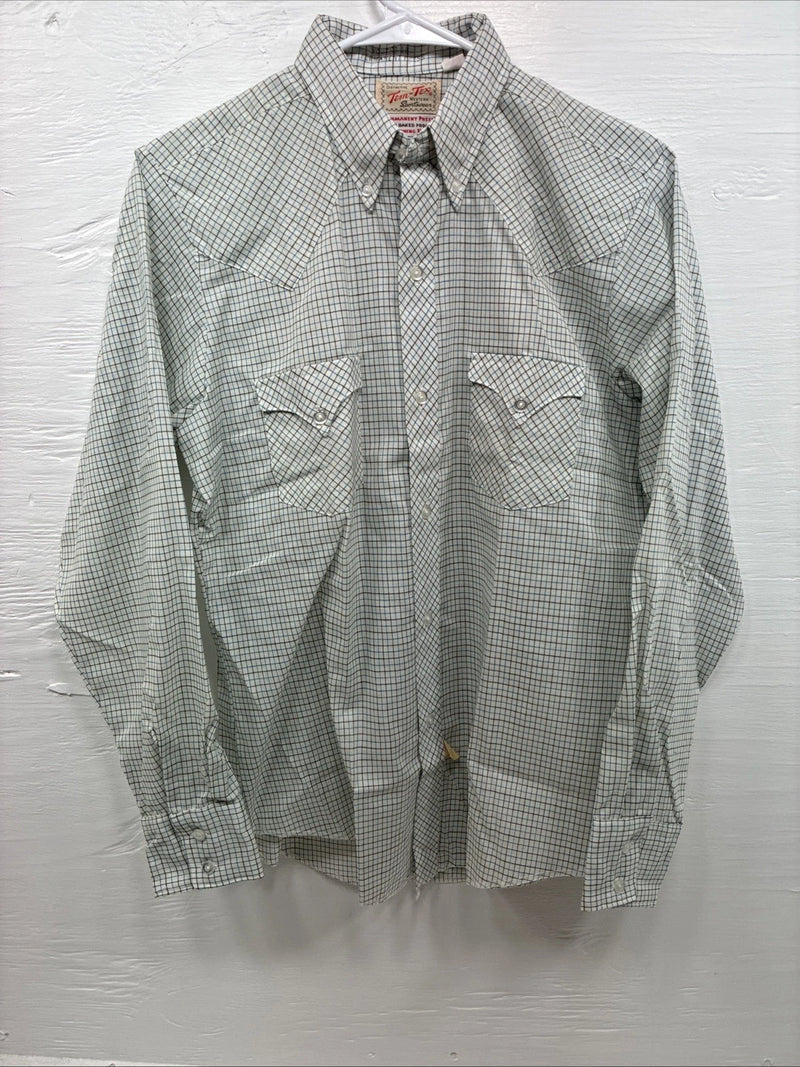 New Men’s Tem Tex White Strip Long Sleeve Button Up Small J-70