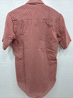 New Men’s Western Shirts Red Checkered Short Sleeve Pearl Snap  Small J-71