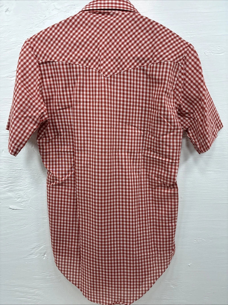 New Men’s Western Shirts Red Checkered Short Sleeve Pearl Snap  Small J-71