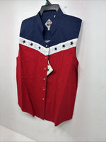New Women’s Cumberland Red White Blue Short Sleeve Pearl Snap XL II-23
